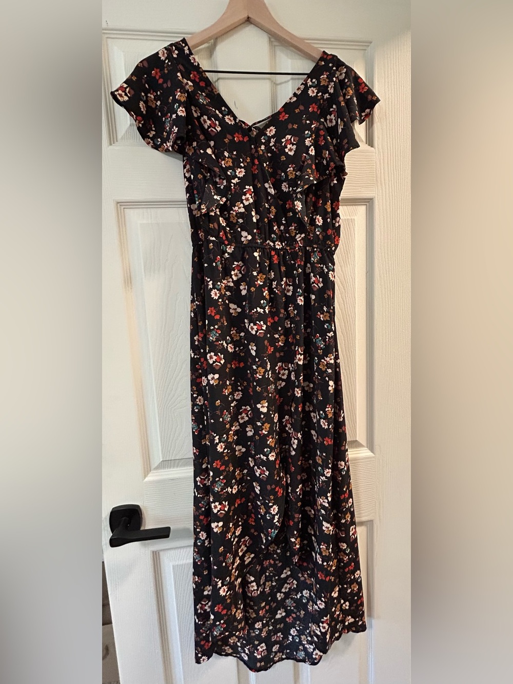 Maurices Black Floral High-Low Dress